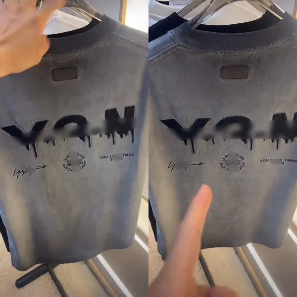 Design Y / Project x Yohji Yamamoto Dripping Logo Gray Washed T-Shirt T-Shirts - 6