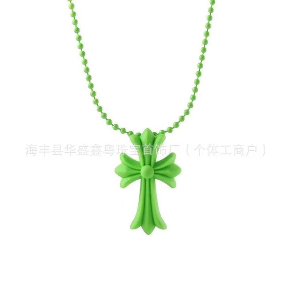 Acrylic Cross Pendant Necklace Assorted Colors Fashion Statement Jewelry