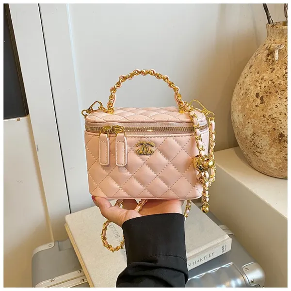 Chanel Mini Vanity Bag Pink Quilted Leather Handbag - 1