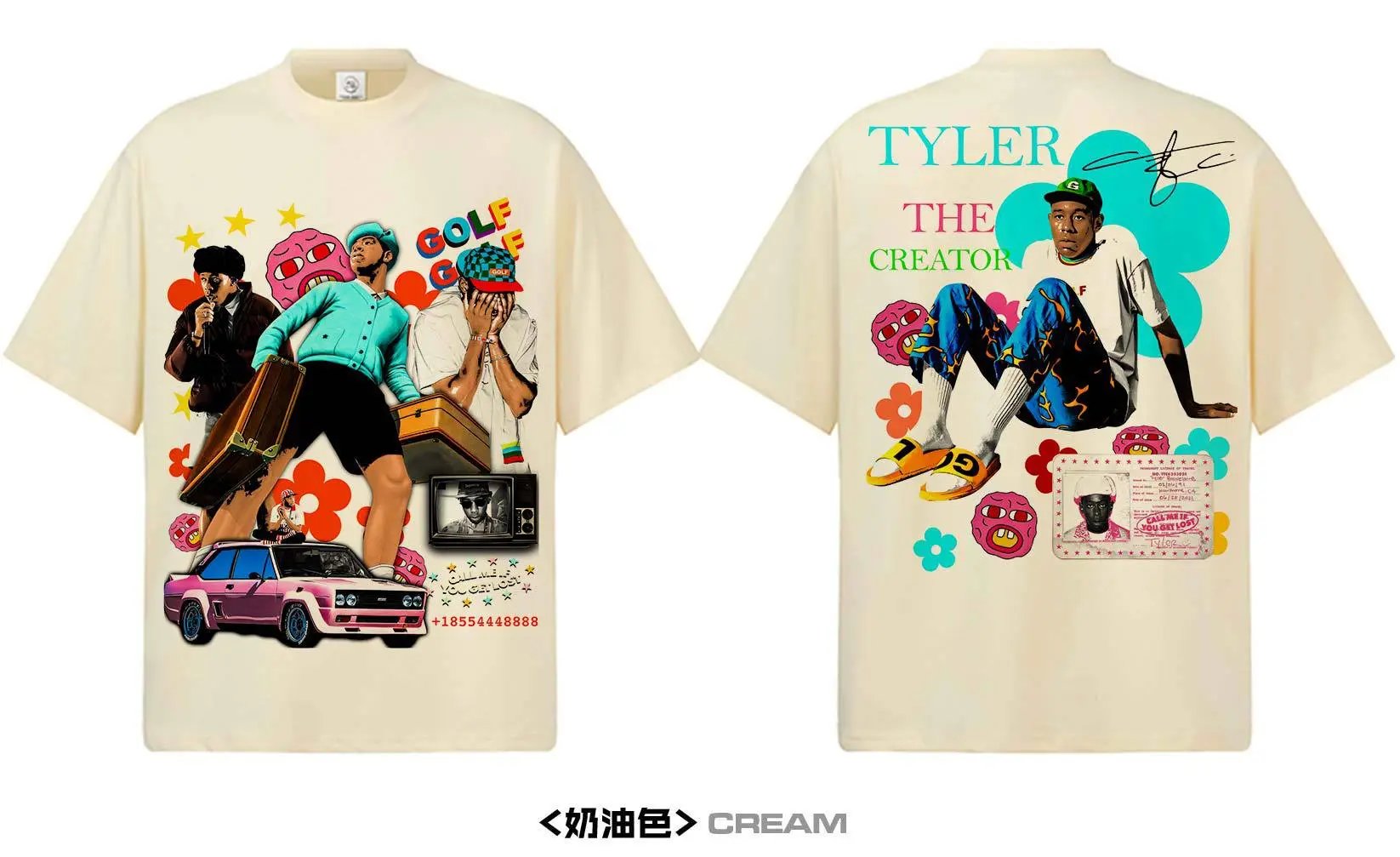 A Bathing Ape GOLF WANG x Tyler, The Creator Graphic Print Oversized T-Shirt White T-Shirts - 14