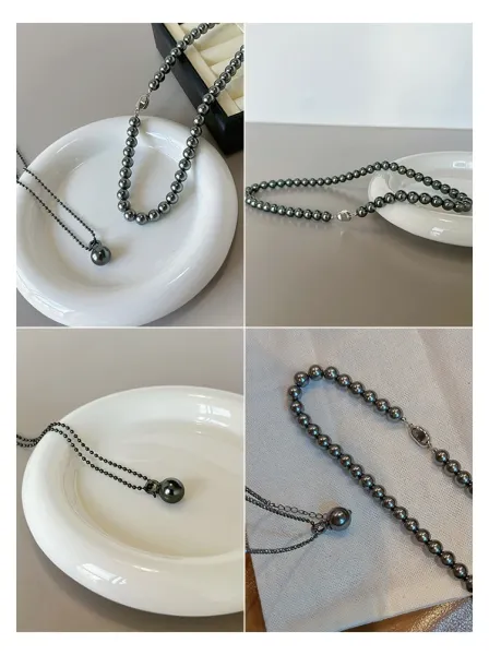 Design Black Pearl Bead Necklace Jewelry - 12