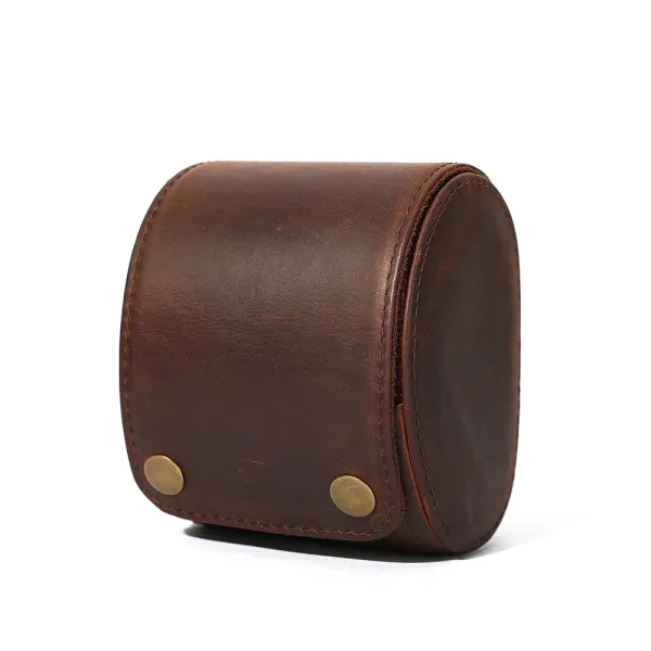 Design Leather Watch Roll Case Brown Accessories - 1
