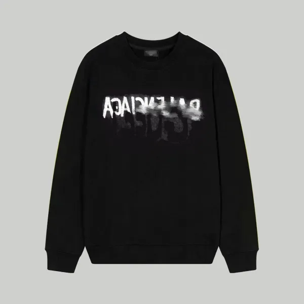 Balenciaga Distorted Logo Black Hoodie - 1