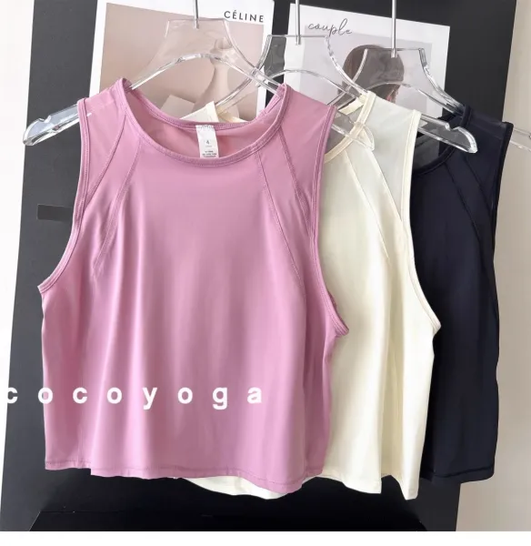 Design Coco Yoga Mesh Panel Crop Vest Top Black Vest Top - 8