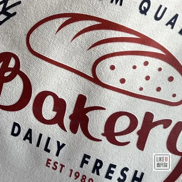 Design Bakery Print Canvas Tote Bag White with Rust Handles Tote Bag - 28