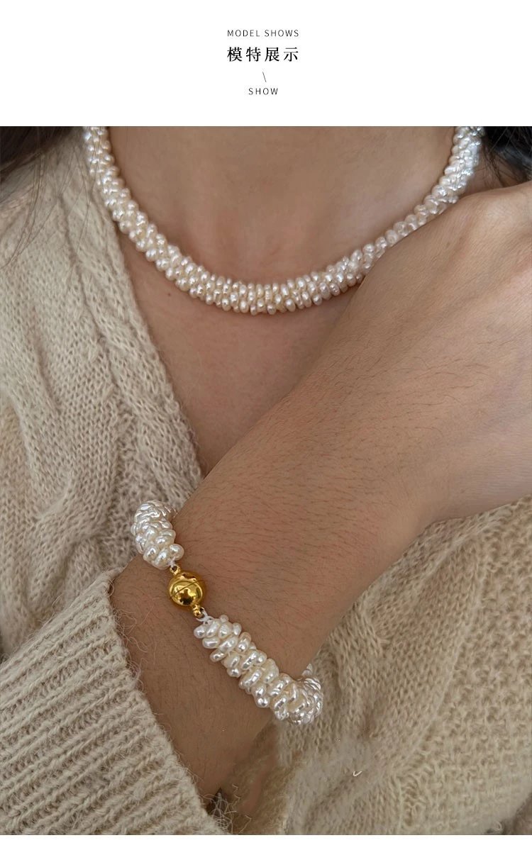 Design Handcrafted Baroque Pearl Braided Bracelet in Rose Gold Tone Jewelry - 13