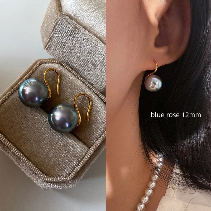 炫彩银蓝-12MM【S925银-金色耳钩】