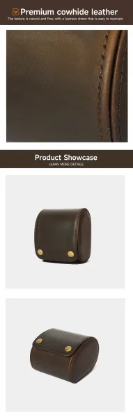 Design Leather Roll-Up Case Brown Accessory Wallets - 7