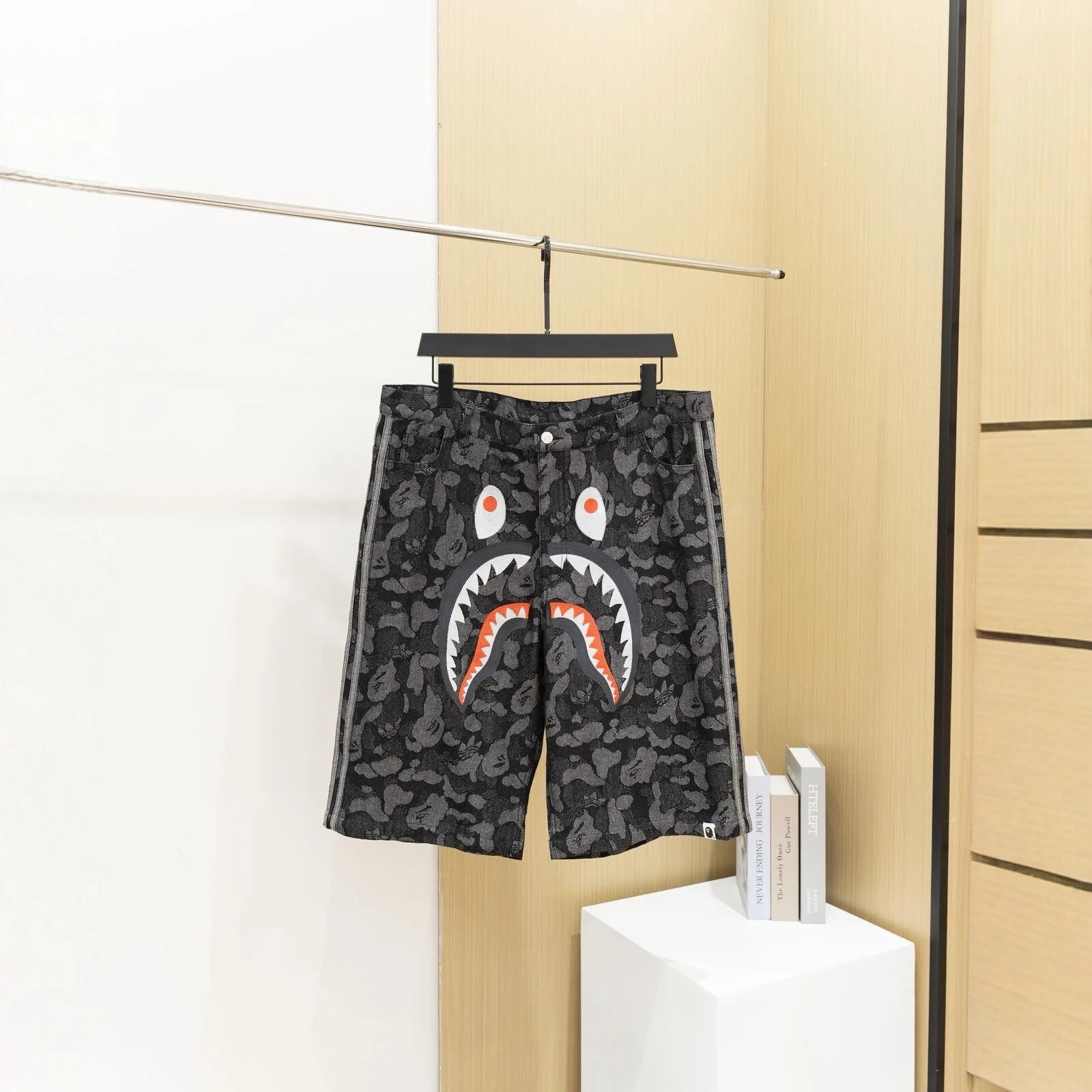 A Bathing Ape Shark Camo Black Streetwear Shorts