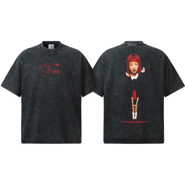 Design Ruby in Jennie Acid Wash Black T-Shirt T-Shirts - 1