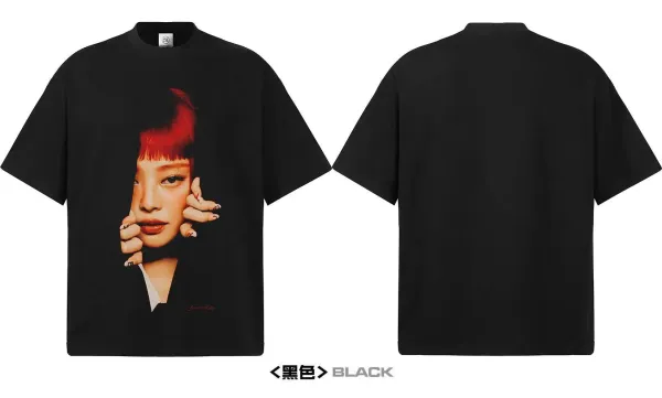 Design Like Jennie Graphic Print Black Oversized T-Shirt - 12