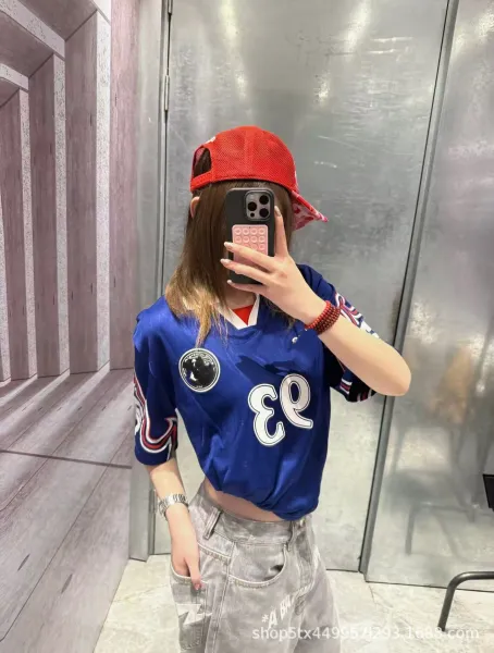 Design Retro Football Jersey Blue with Flame Sleeves and '93' Number - 15
