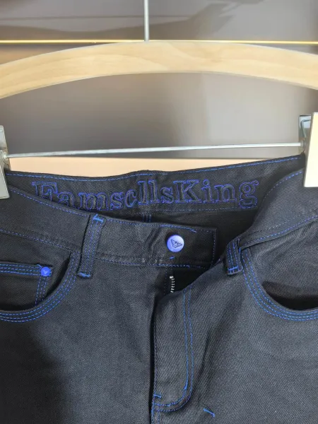Emporio Armani Black Jeans with Blue Stitching and Eagle Logo - 6