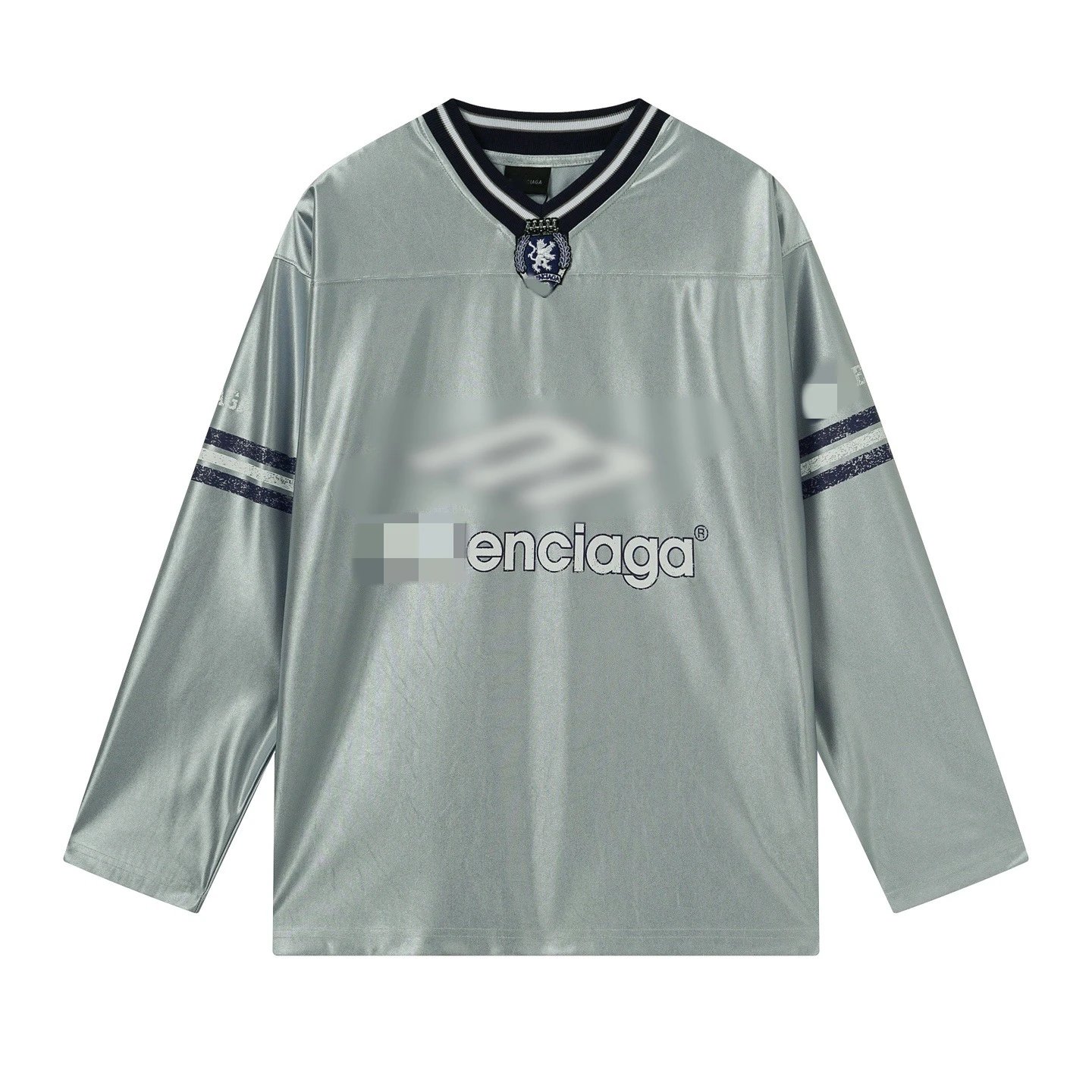 Design Enciaga V-Neck Metallic Football Jersey Silver Jersey