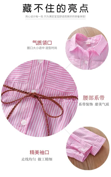 Design Pink Stripe Shirt Dress with Pearl-Tipped Belt - 4