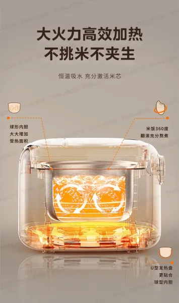 Design Yokudos 2.5L Low-Sugar Rice Cooker White Electronics - 23