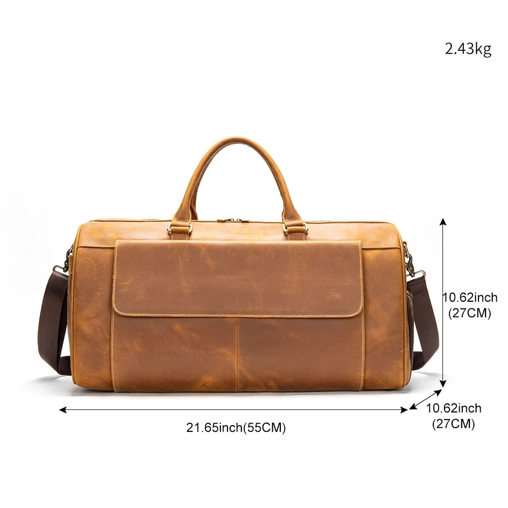 Vintage Leather Duffle Bag Tan Travel