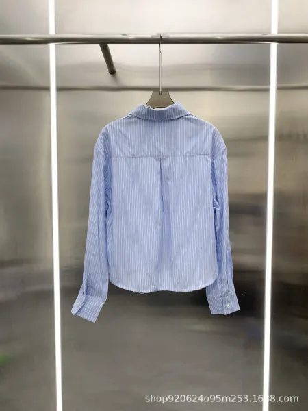 Chanel Striped Cropped Shirt in Light Blue - 5