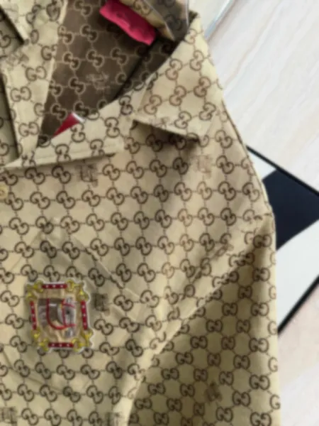 Gucci GG Monogram Print Short-Sleeve Shirt Beige - 8