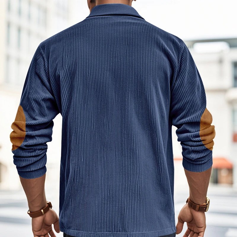 Design Corduroy Polo Shirt with Elbow Patches Black Tops.polo - 13