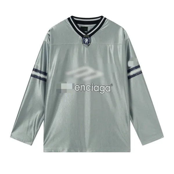 Design Enciaga V-Neck Metallic Football Jersey Silver Jersey - 9