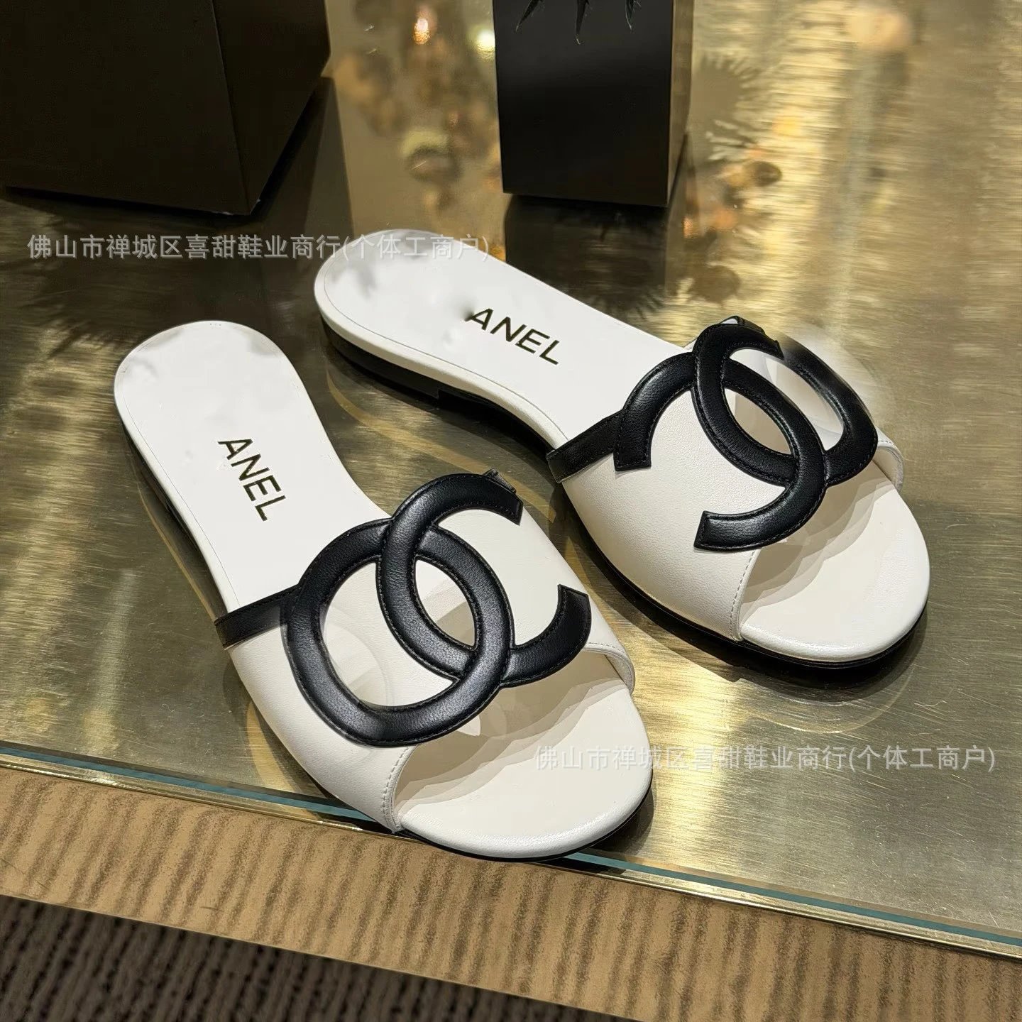 Design Chanel CC Logo Slide Sandals White Slippers - 8