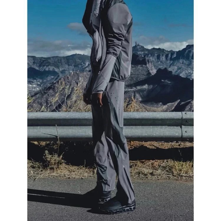 Design Technical Pants Gray Multi-Tone Windbreaker-Style Pants - 11