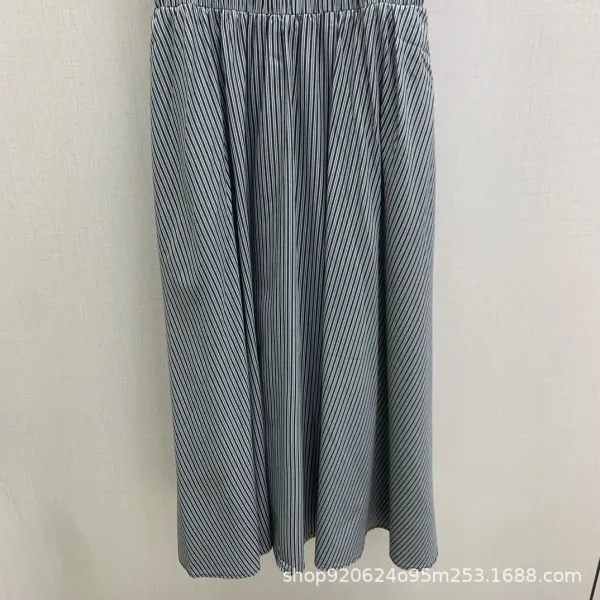 Miu Miu Striped Sleeveless Midi Dress Gray - 5