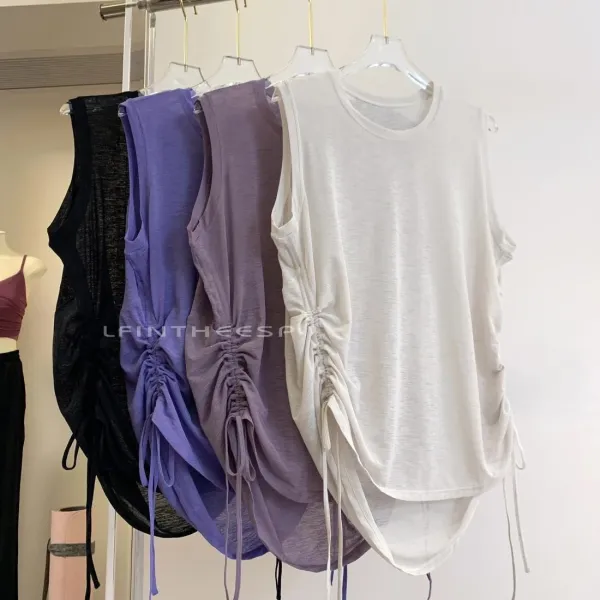 Design LFINTHEESP Ruched Side Sleeveless Top Purple Vest Top - 5