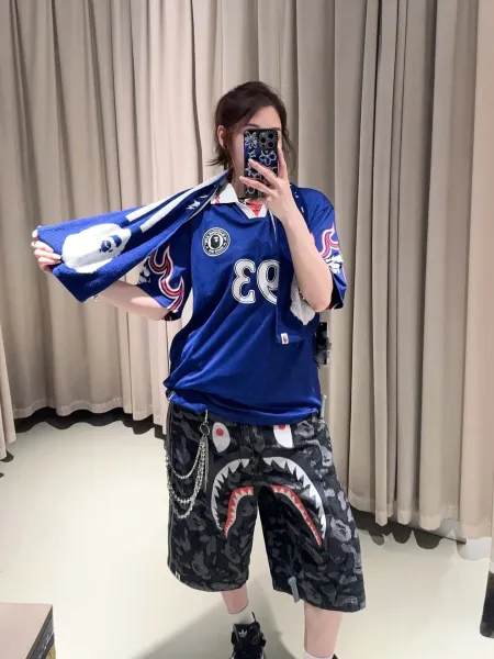 A Bathing Ape Shark Camo Denim Shorts Black - 9