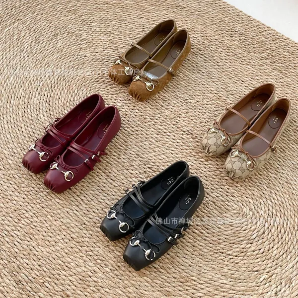 Gucci Horsebit Loafer Flat in Black and GG Canvas Beige - 7