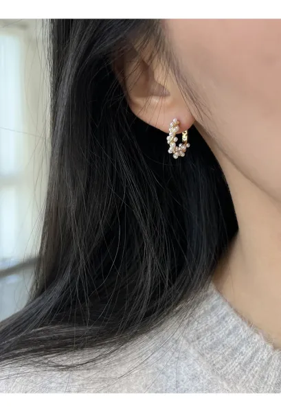 Design Pearl-Adorned Hoop Earrings Silver Jewelry - 4