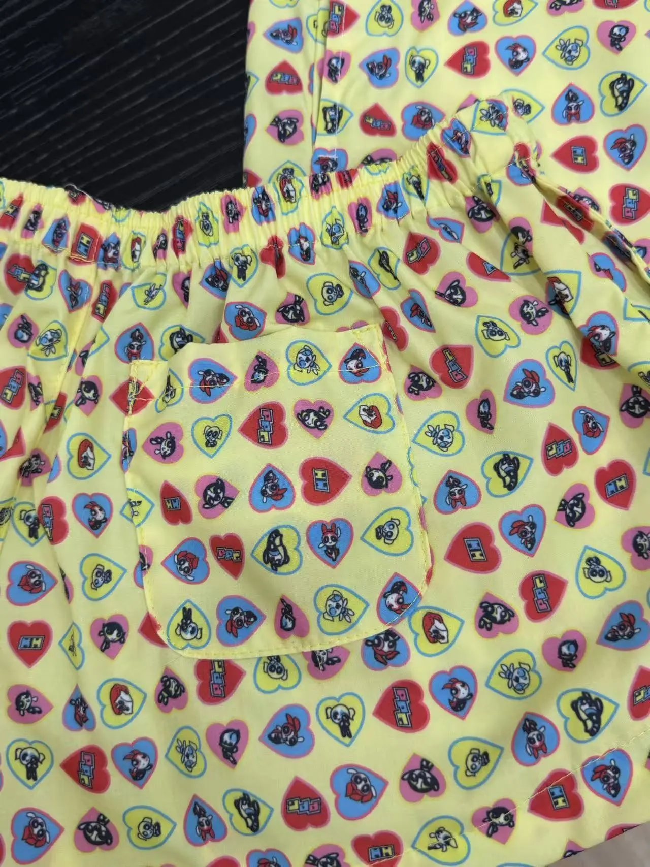 Design Heart Print Wide-Leg Pants Yellow - 14