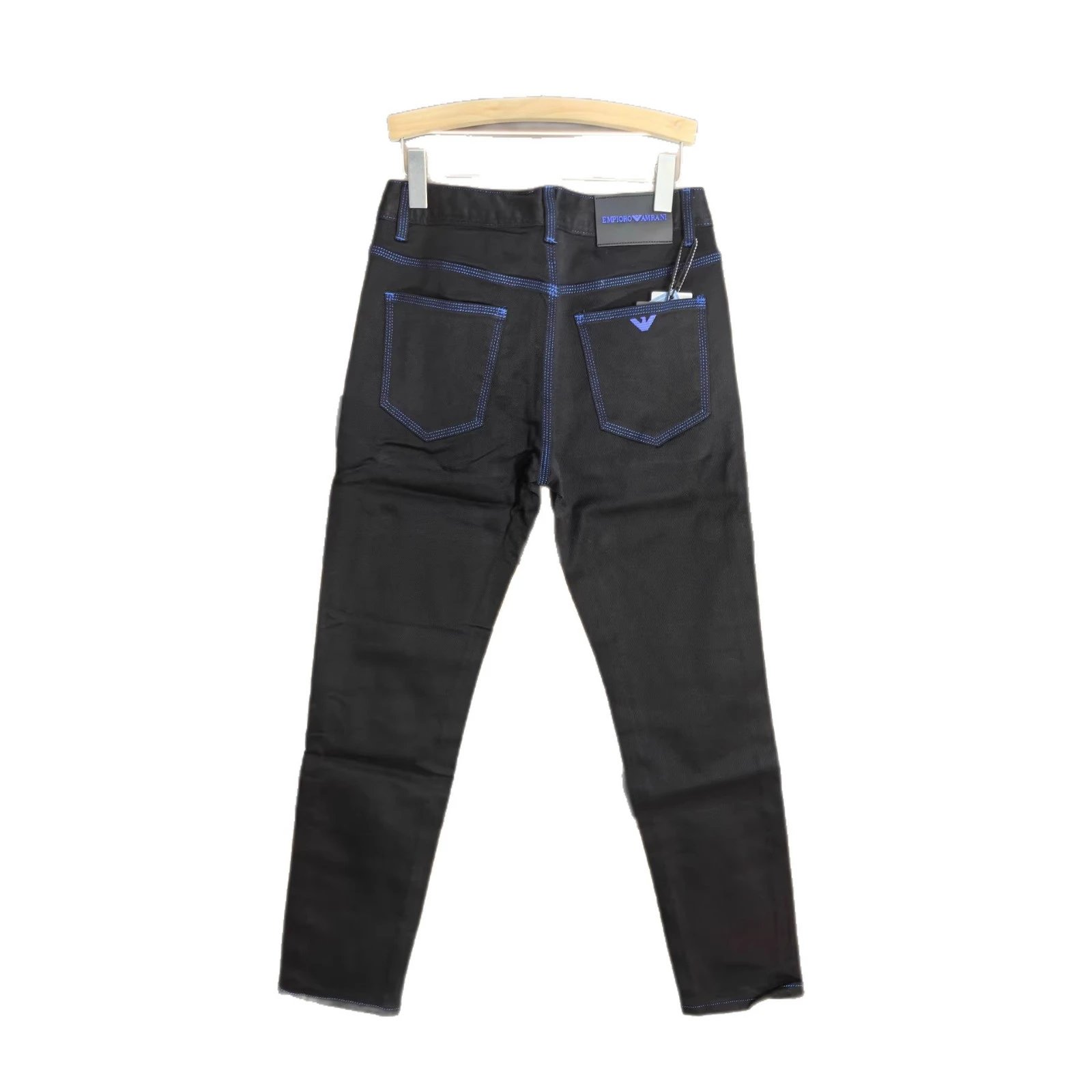 Emporio Armani Black Denim Jeans With Blue Stitching