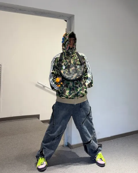 Adidas Originals x A Bathing Ape Camo Shark Hooded Track Jacket Multicolor Hoodie - 7