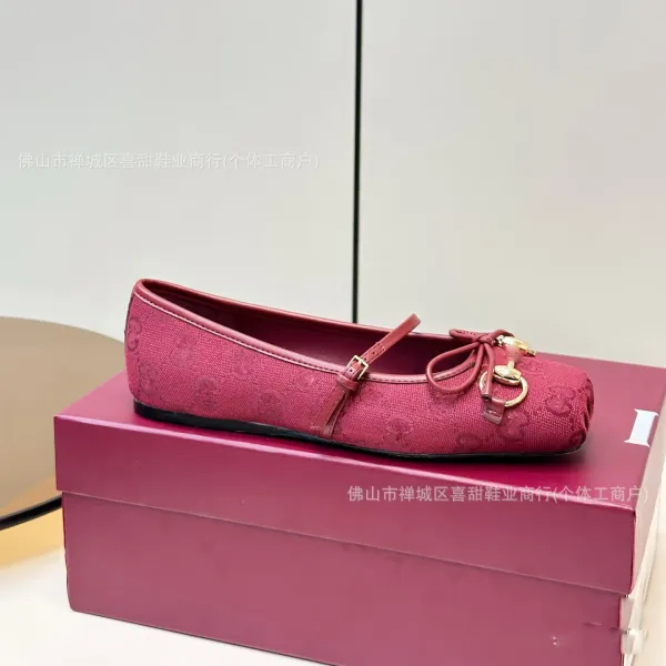 Gucci Horsebit Loafer Pink Monogram Fabric Flat Shoes - 1