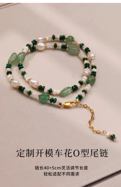 Design Pearl and Green Stone Beaded Bracelet Jewelry - 15