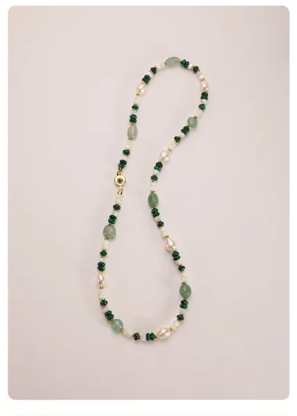 Design Pearl and Green Stone Beaded Bracelet Jewelry - 21