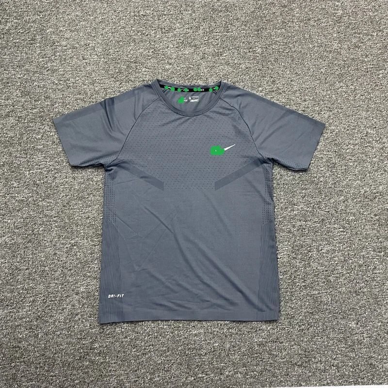 Nike Dri-FIT Training Tee Gray with Volt Green Swoosh Activewear
