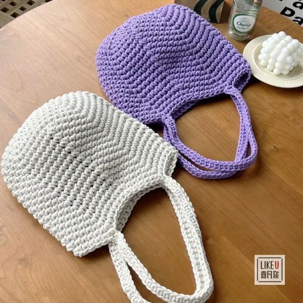 Design Handcrafted Crochet Tote Bag Green Tote Bag - 18