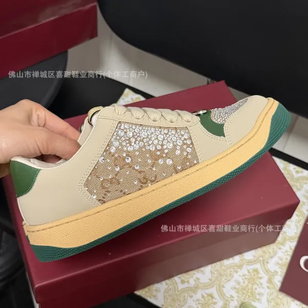 Gucci Ace Embellished Mesh Sneakers Black and White - 8