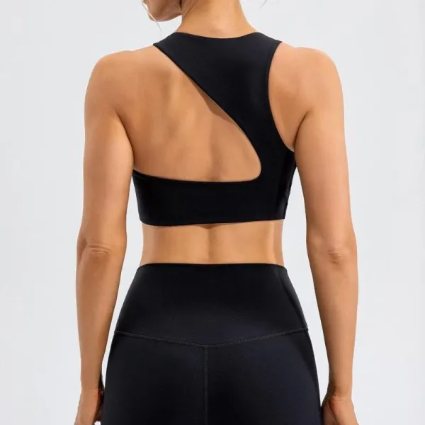 Design Cut-Out Back Sports Bra Black Activewear - 1
