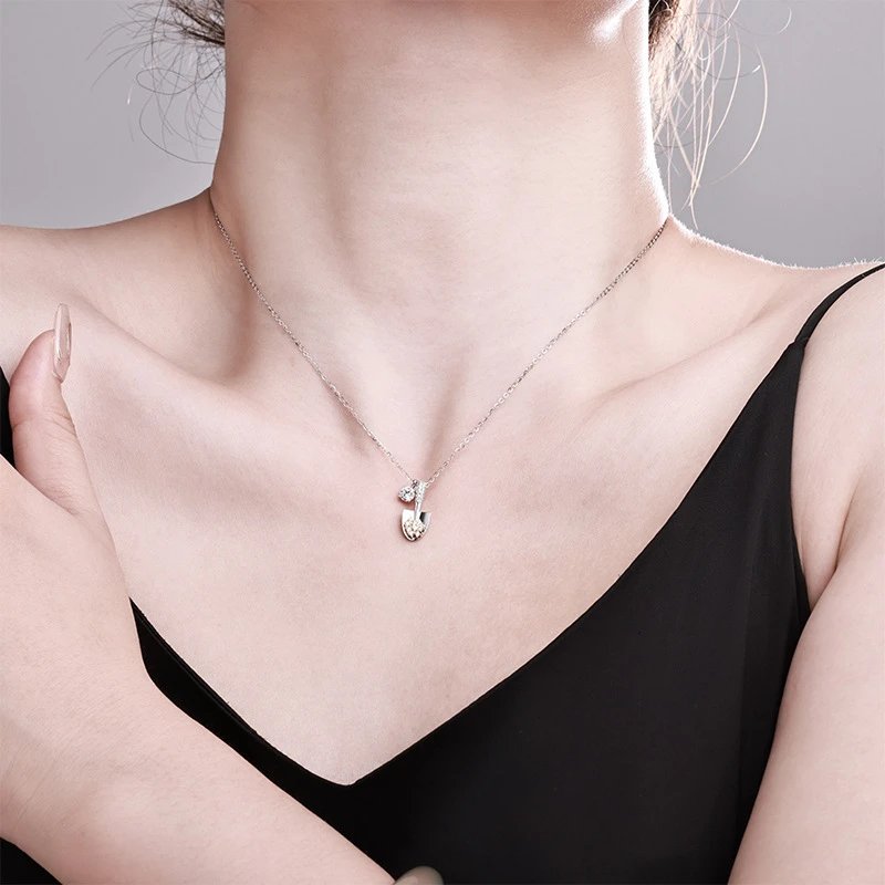 Shiny Shovel Pendant Necklace Silver Gold Crystal Charm