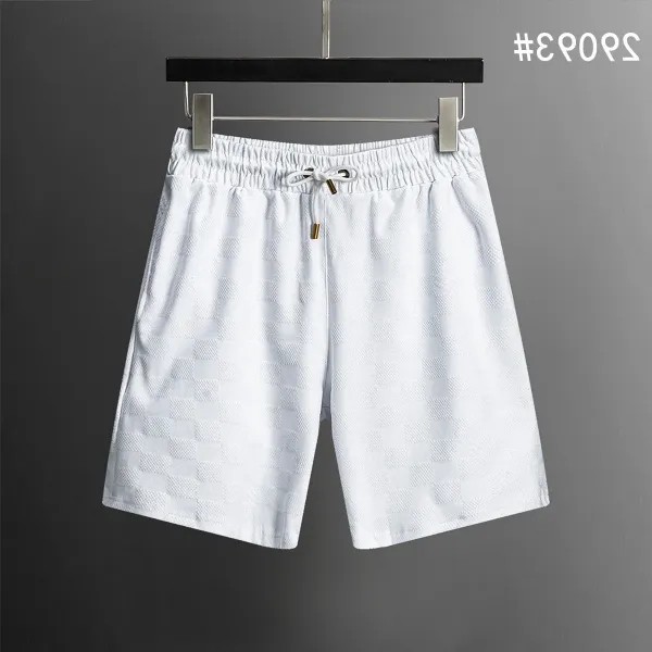 Design Checkerboard Texture Drawstring Shorts White - 1