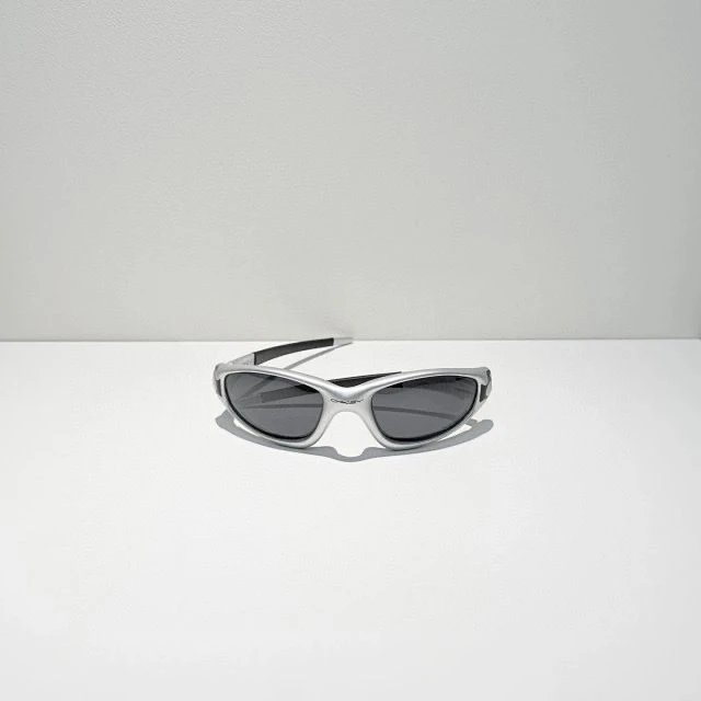 Oakley Frogskins Sunglasses Silver Frame with Black Lenses - 22