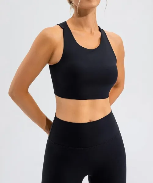 Design Cut-Out Back Sports Bra Black Activewear - 8