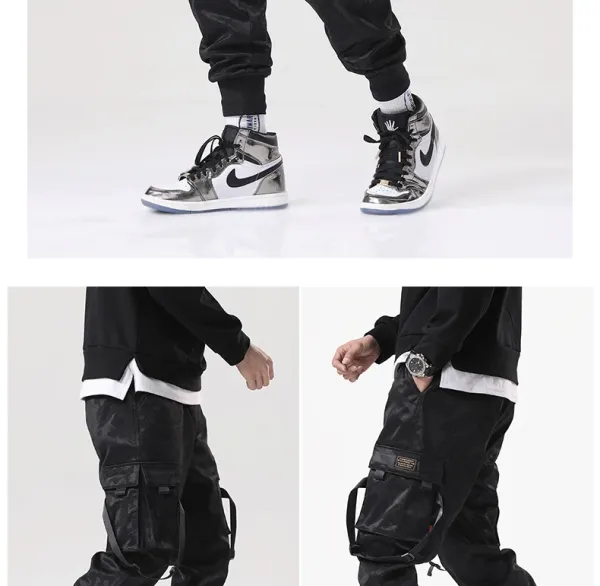 Design Cargo Pants Light Gray with Adjustable Straps and Utility Pockets - 14