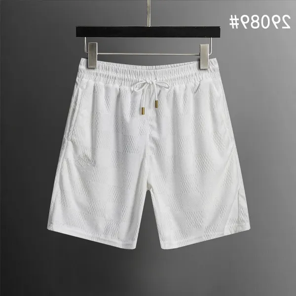 Design Textured Drawstring Waist Shorts White - 1