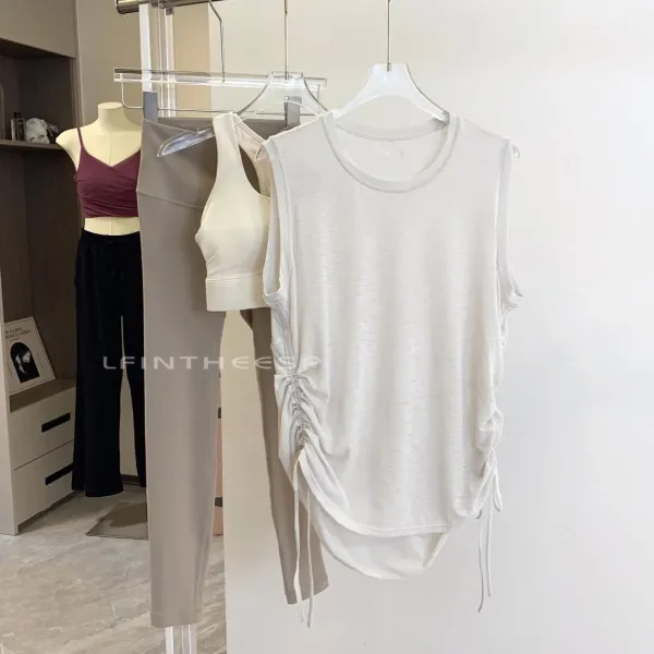 Design LFINTHEESP Ruched Side Sleeveless Top Purple Vest Top - 7