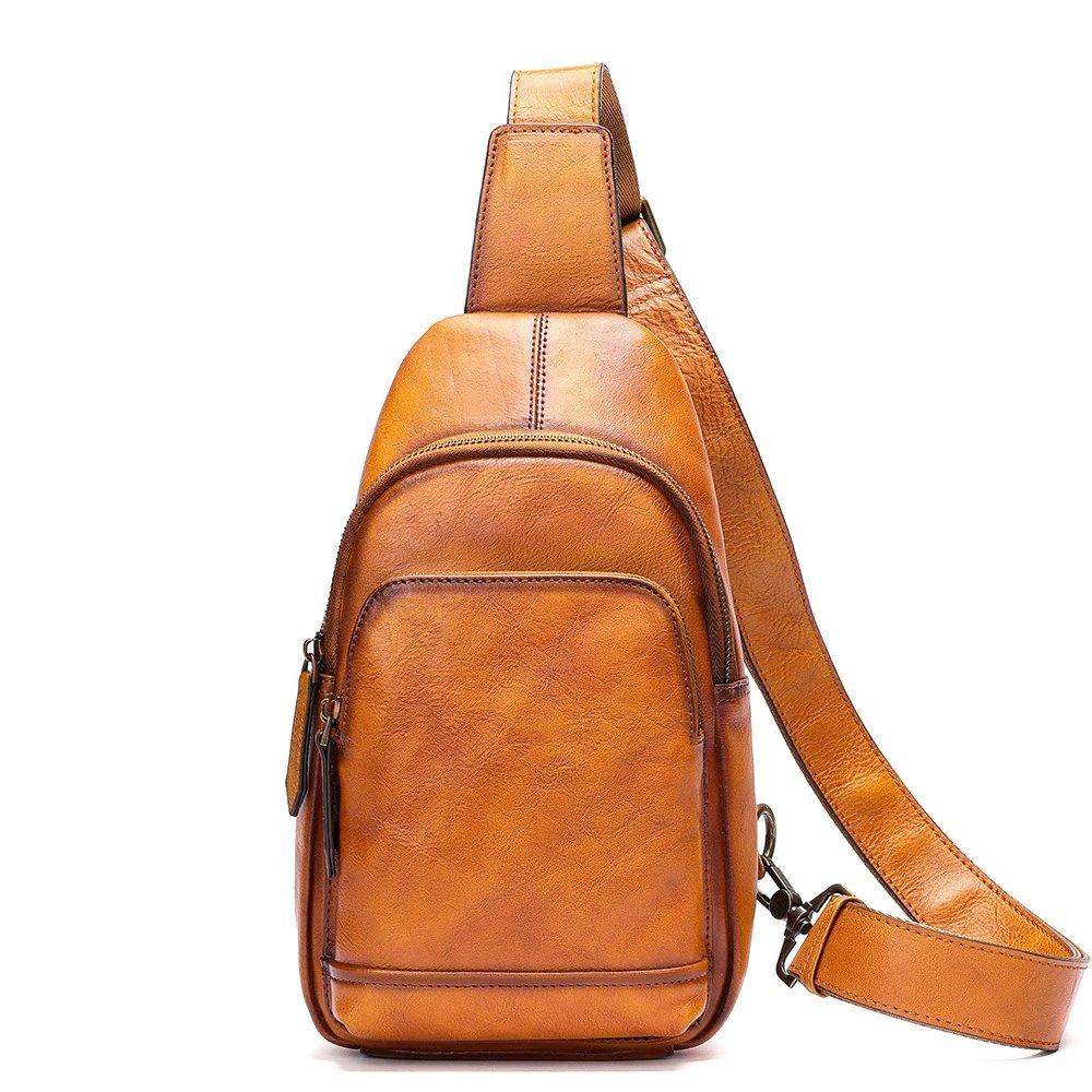 Design Sling Bag Tan Leather Crossbody Bag